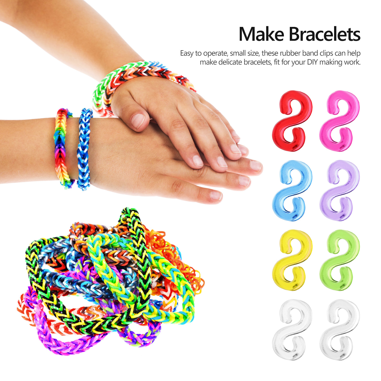 40 Bags Loom Rubber Band Clips Bracelet Making Rubber Band S Clips Bracelet Hooks Clasps, Size: Small, As Shown